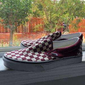 Burgundy Checkered Vans
